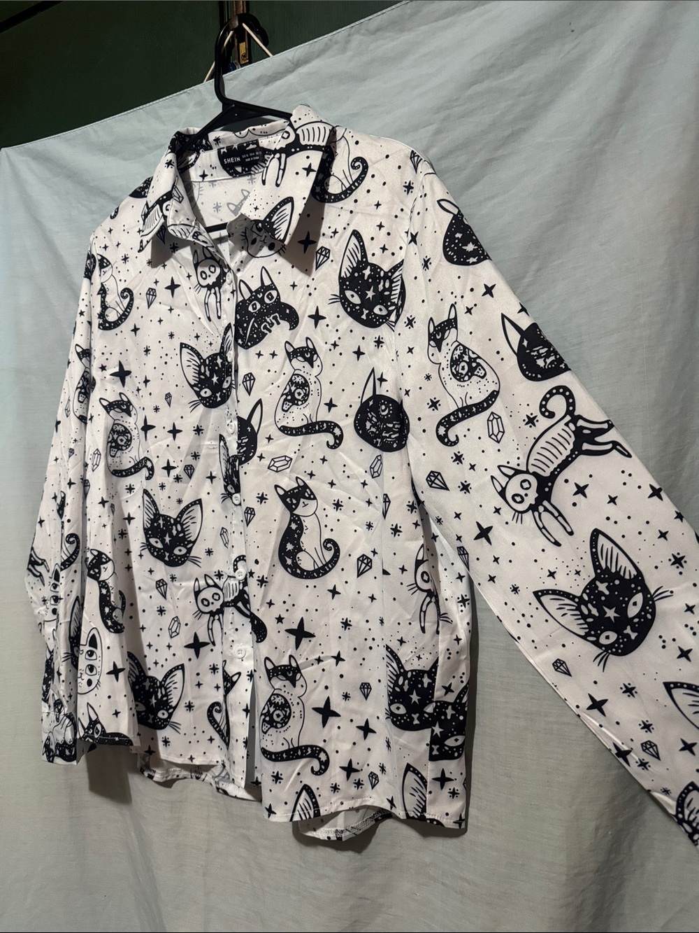 Cat Patterned Button Up - Picture 3 of 9